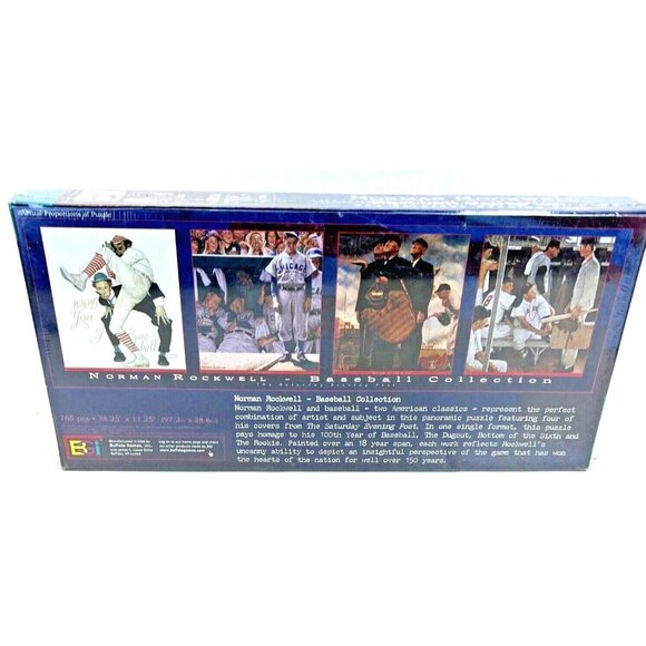 Norman Rockwell Baseball Collection 750pc Panoramic Puzzle Sealed Buffalo Games - Picture 1 of 7
